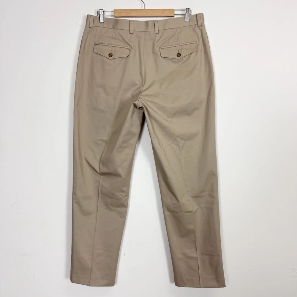 LL Bean Wrinkle Free Dress Chino Pants 36 x 32.5 Beige Khaki 262551 Classic NWT